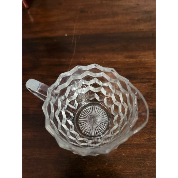 Vintage Jeannette Glass Cube Clear Depression Glass Creamer & Open Sugar Set - Picture 5 of 5